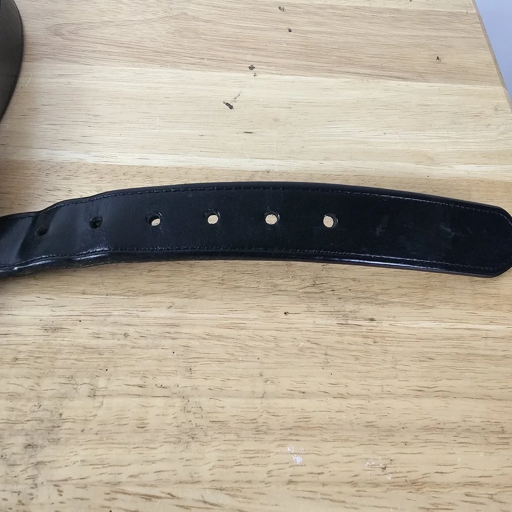 Duluth Trading Co Mens Size 48 Belt Black Leather‎ Workwear Heavy Duty Buckle